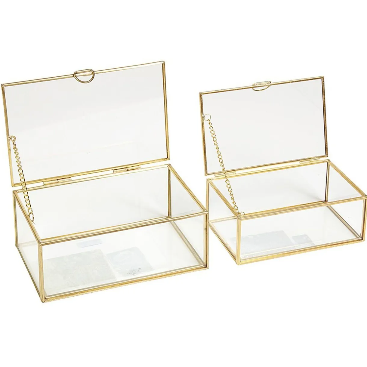 LOT Boîte de rangement en verre et effet laiton - OK CODES CRÉÉS < Gifi Discount