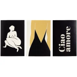 Lot de 3 affiches papier noir et orange 10x15cm