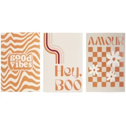 Lot de 3 affiches papier orange et blanc motifs rétro 10x15cm < Gifi Hot