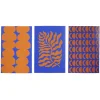 Lot de 3 affiches papier orange et bleu 10x15cm