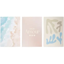 Lot de 3 affiches papier rose et bleu 10x15cm