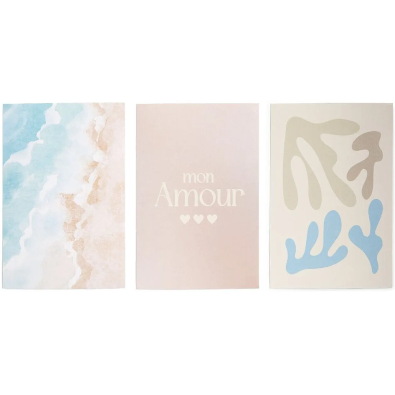 Lot de 3 affiches papier rose et bleu 10x15cm