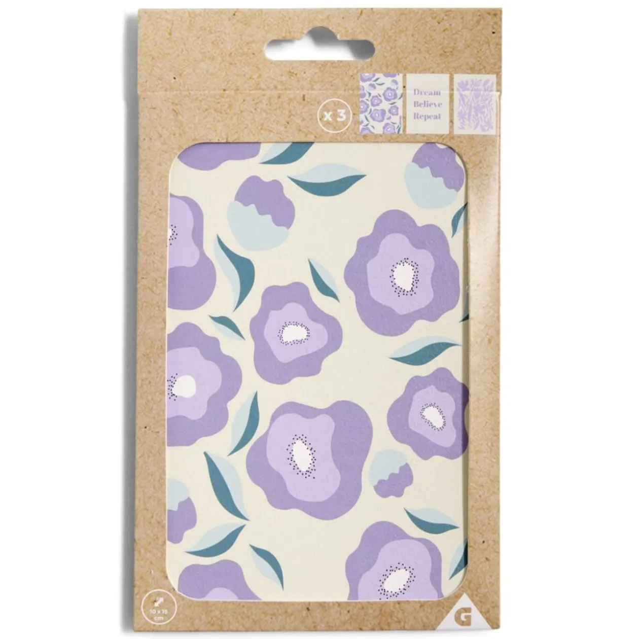 Lot de 3 affiches papier violet et beige 10x15cm