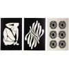 Lot de 3 affiches style Matisse papier noir et beige 10x15cm