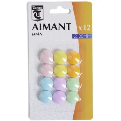 Lot de 12 aimants magnétiques 6 couleurs