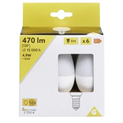 Lot de 6 ampoules LED E14 470lm 4,9W < Gifi Clearance