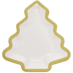 Lot de 10 assiettes carton Sapin blanc avec liseré doré < Gifi Hot