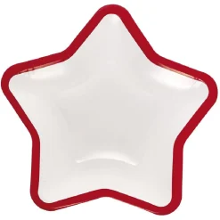 Lot de 10 assiettes carton étoile blanc avec liseré rouge < Gifi Discount