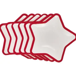 Lot de 10 assiettes carton étoile blanc avec liseré rouge < Gifi Discount