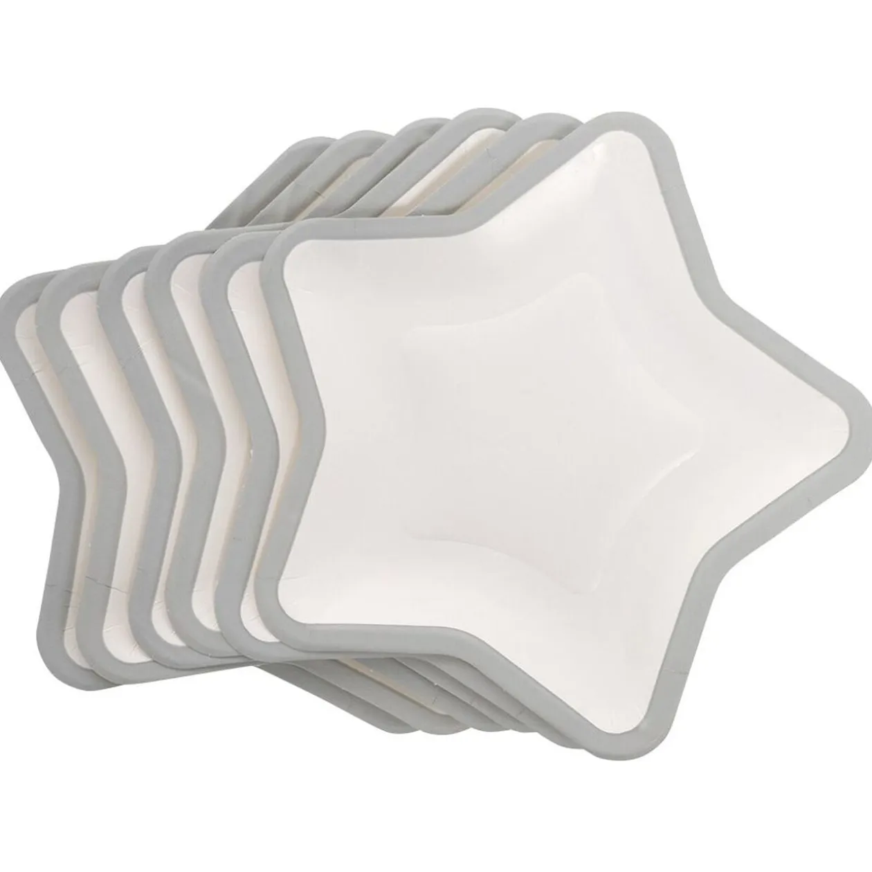 Lot de 10 assiettes carton étoile blanc avec liseré argenté