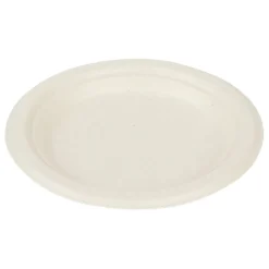 Lot de 50 assiettes à dessert rondes jetables en canne à sucre