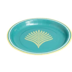 Lot de 10 assiettes en carton bleu bordure dorée Ø23cm < Gifi Outlet