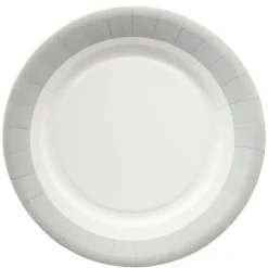 Lot de 10 assiettes en carton Ø18 cm à bord gris