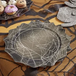 Lot de 8 assiettes en carton Ø23cm design araignée Halloween