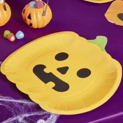 Lot de 8 assiettes en carton Ø23cm design citrouille Halloween < Gifi Hot