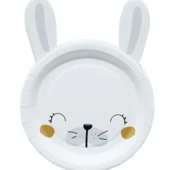 Lot de 10 assiettes en carton design lapin de Pâques