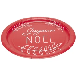 Lot de 10 assiettes en carton rouge "Joyeux Noël" < Gifi Sale