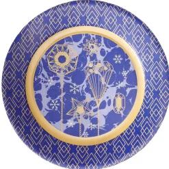 Lot de 10 assiettes jetables en carton bleu motif doré < Gifi Discount