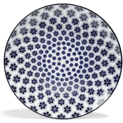 Lot de 4 assiettes plates Ø27cm porcelaine imprimé bleu et blanc < Gifi Discount