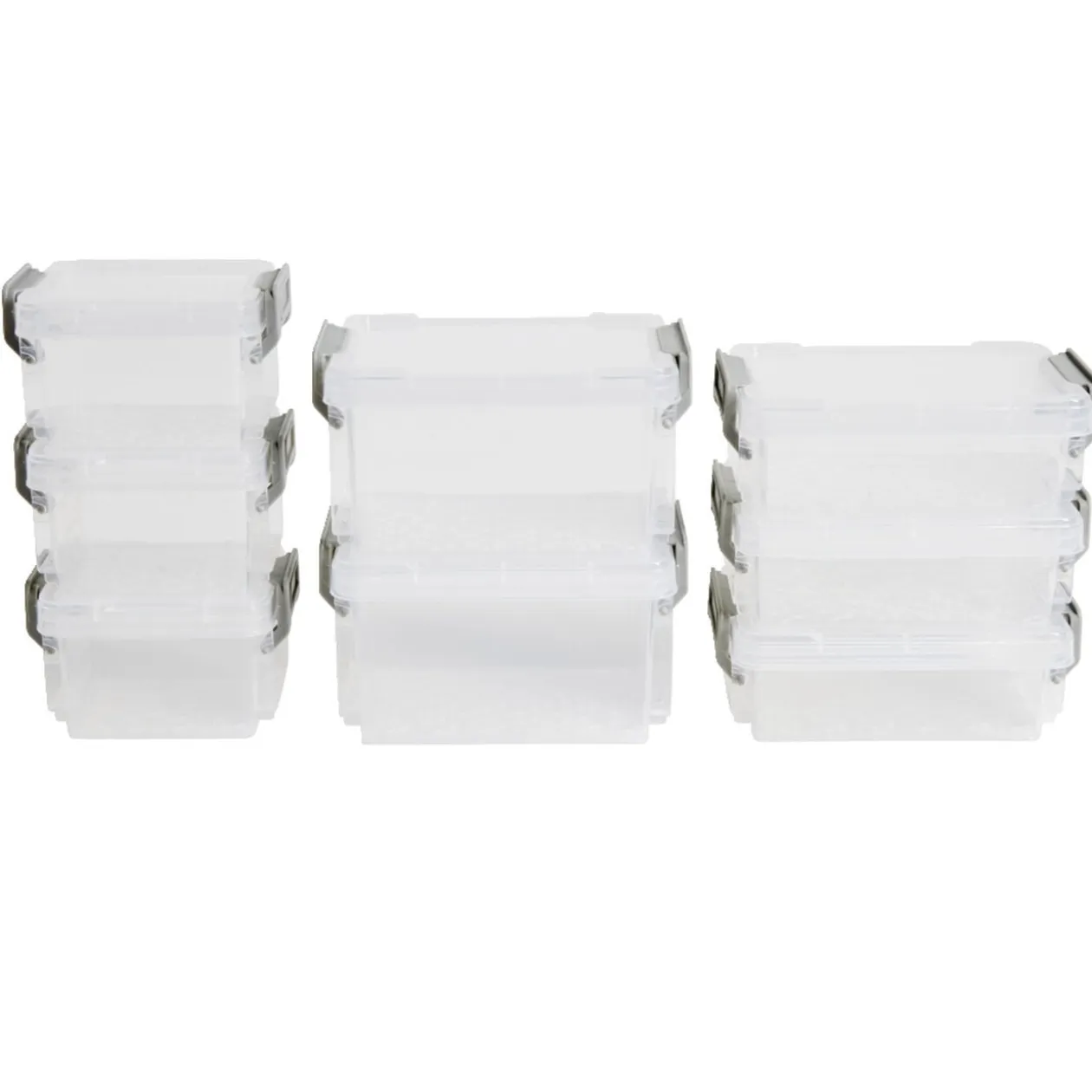 Lot de 8 boîtes de rangement 3 tailles plastique transparent - 2 modèles