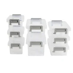 Lot de 8 boîtes de rangement 3 tailles plastique transparent - 2 modèles