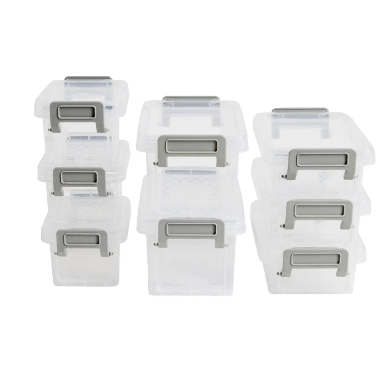 Lot de 8 boîtes de rangement 3 tailles plastique transparent - 2 modèles
