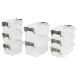 Lot de 8 boîtes de rangement 3 tailles plastique transparent - 2 modèles