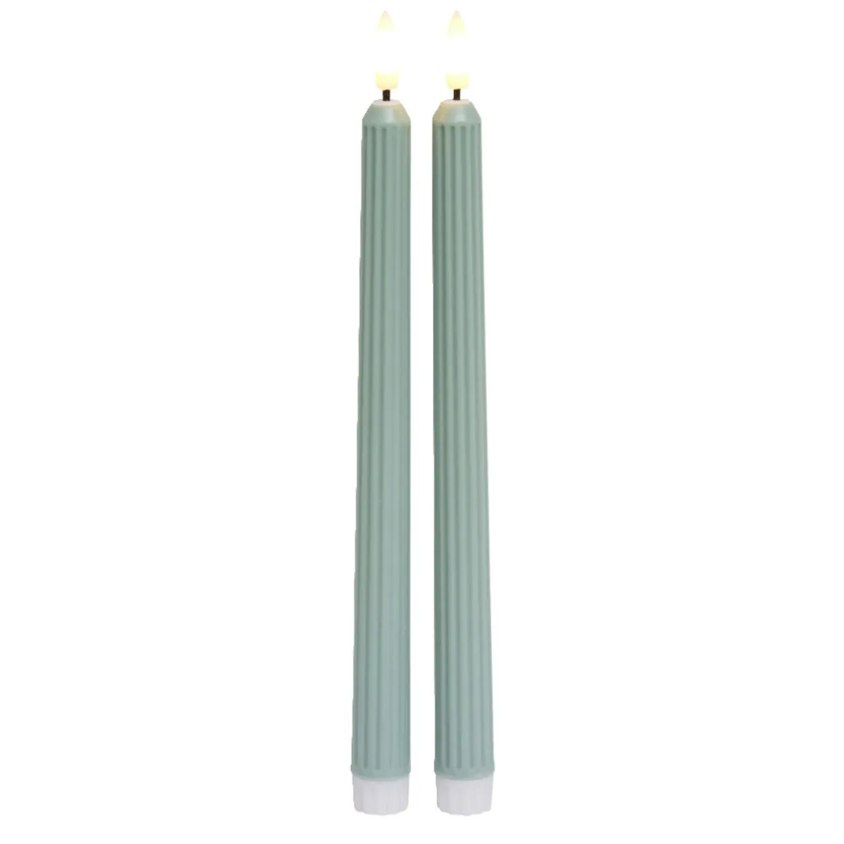 Lot de 2 bougies chandelles LED vertes Ø2,2xH22,5cm < Gifi New