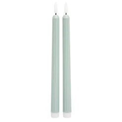 Lot de 2 bougies chandelles LED vertes Ø2,2xH22,5cm < Gifi New