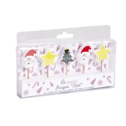 Lot de 5 bougies de Noël pour gâteau