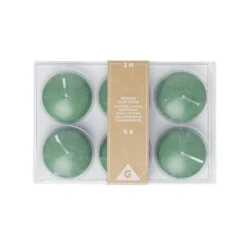 Lot de 6 bougies flottantes cire verte Ø4,5cm
