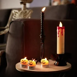 Lot de 3 bougies Halloween forme citrouille orange