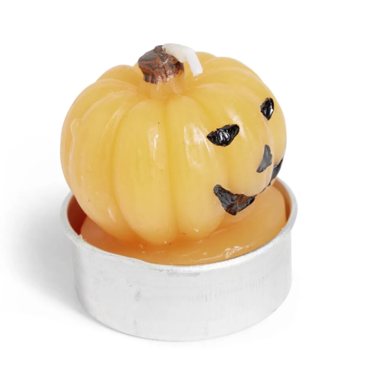 Lot de 3 bougies Halloween forme citrouille orange