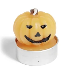 Lot de 3 bougies Halloween forme citrouille orange