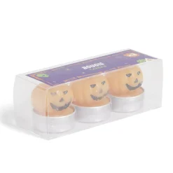 Lot de 3 bougies Halloween forme citrouille orange