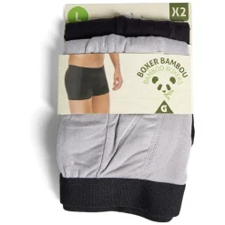 Lot de 2 boxers homme taille L bambou et élasthanne noir