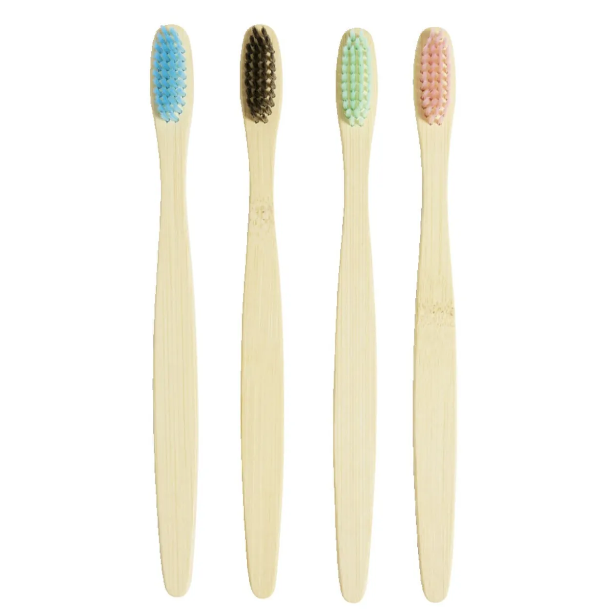 Lot de 4 brosses à dents dures poils nylon et manche bambou