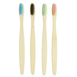 Lot de 4 brosses à dents medium poils nylon et manche bambou < Gifi Discount