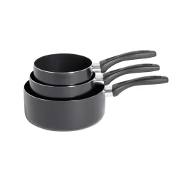 Lot de 3 casseroles tous feux sauf induction aluminium noir Ø14/16/20cm < Gifi