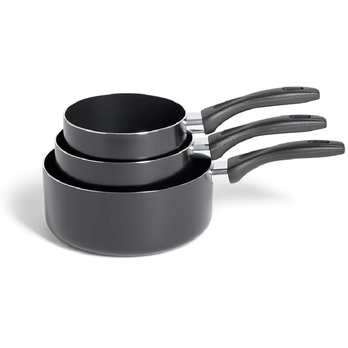 Lot de 3 casseroles tous feux sauf induction aluminium noir Ø14/16/20cm < Gifi