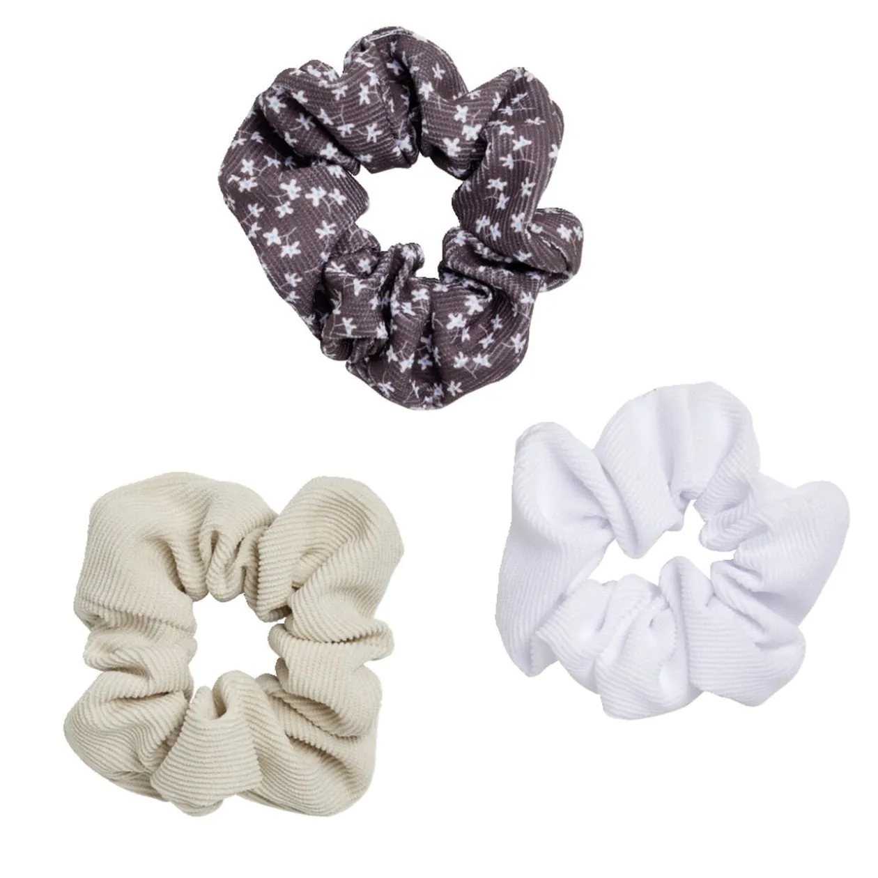 Lot de 3 chouchous assortis marron beige blanc