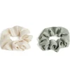 Lot de 2 chouchous scrunchies uni beige et uni kaki