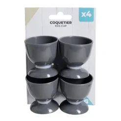 Lot de 4 coquetiers plastique gris H5cm