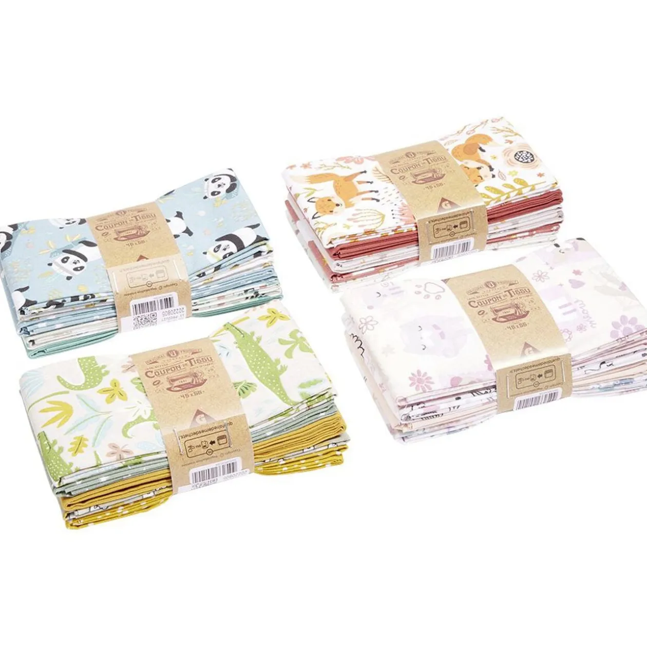 Lot de 5 coupons de tissu enfant 100% coton 55x45cm