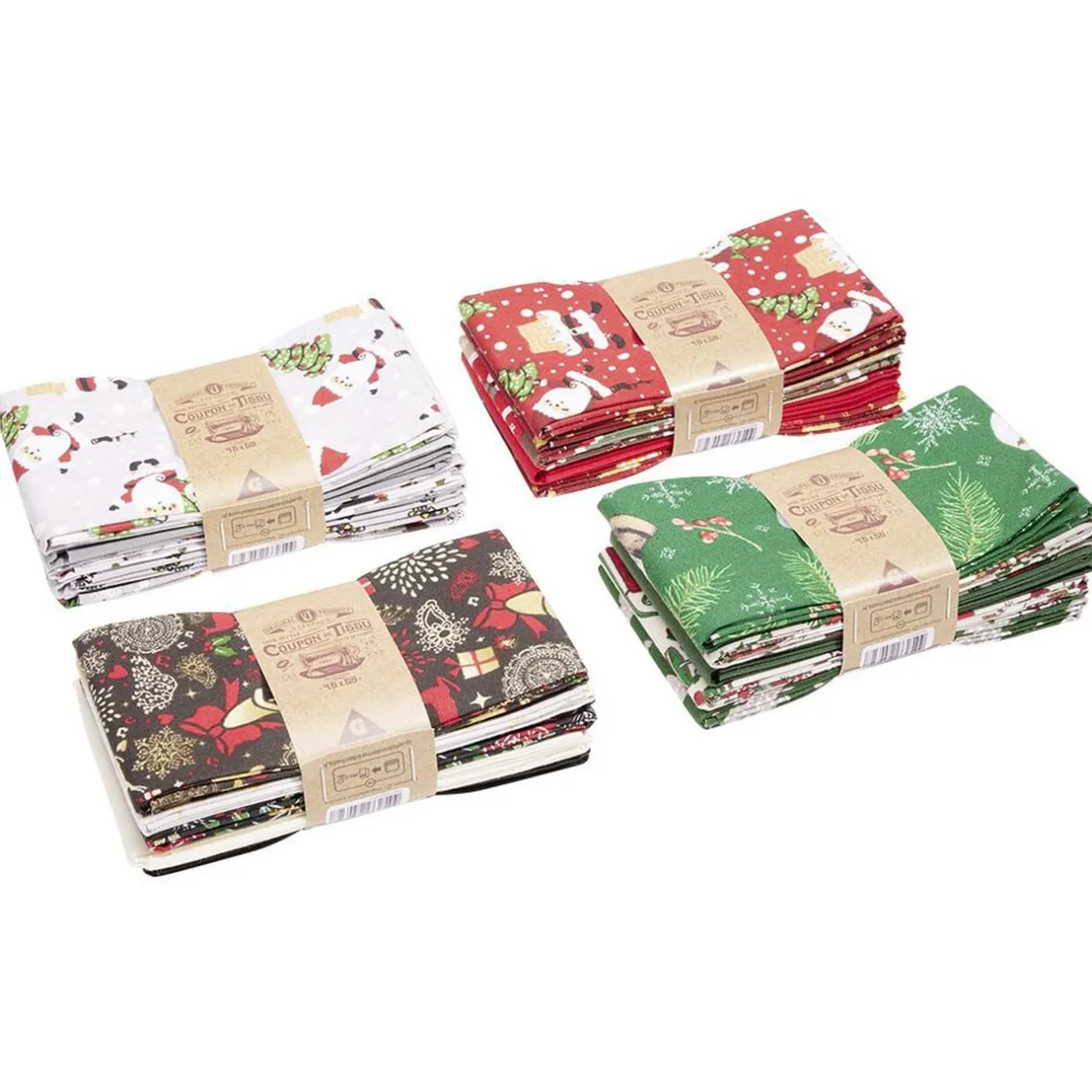 Lot de 5 coupons de tissu Noël 100%coton 55x45cm < Gifi