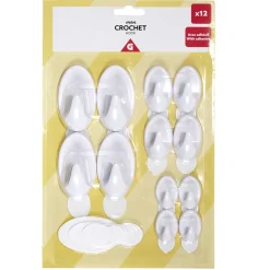 Lot de 12 crochets adhésifs plastique blanc < Gifi New