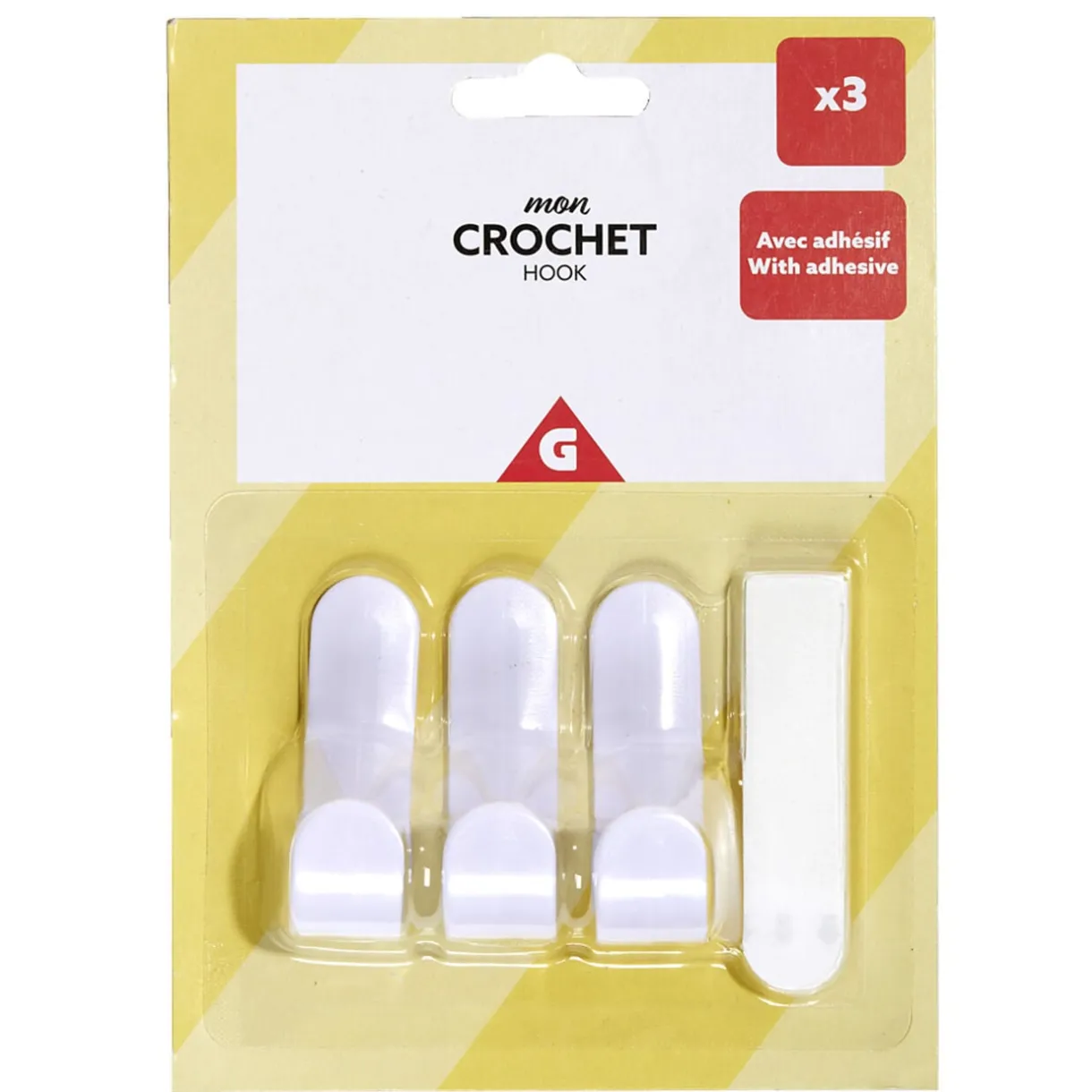 Lot de 3 crochets plastique blanc < Gifi Online