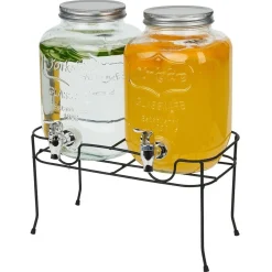 Lot de 2 distributeurs de boisson 4L avec support en métal
