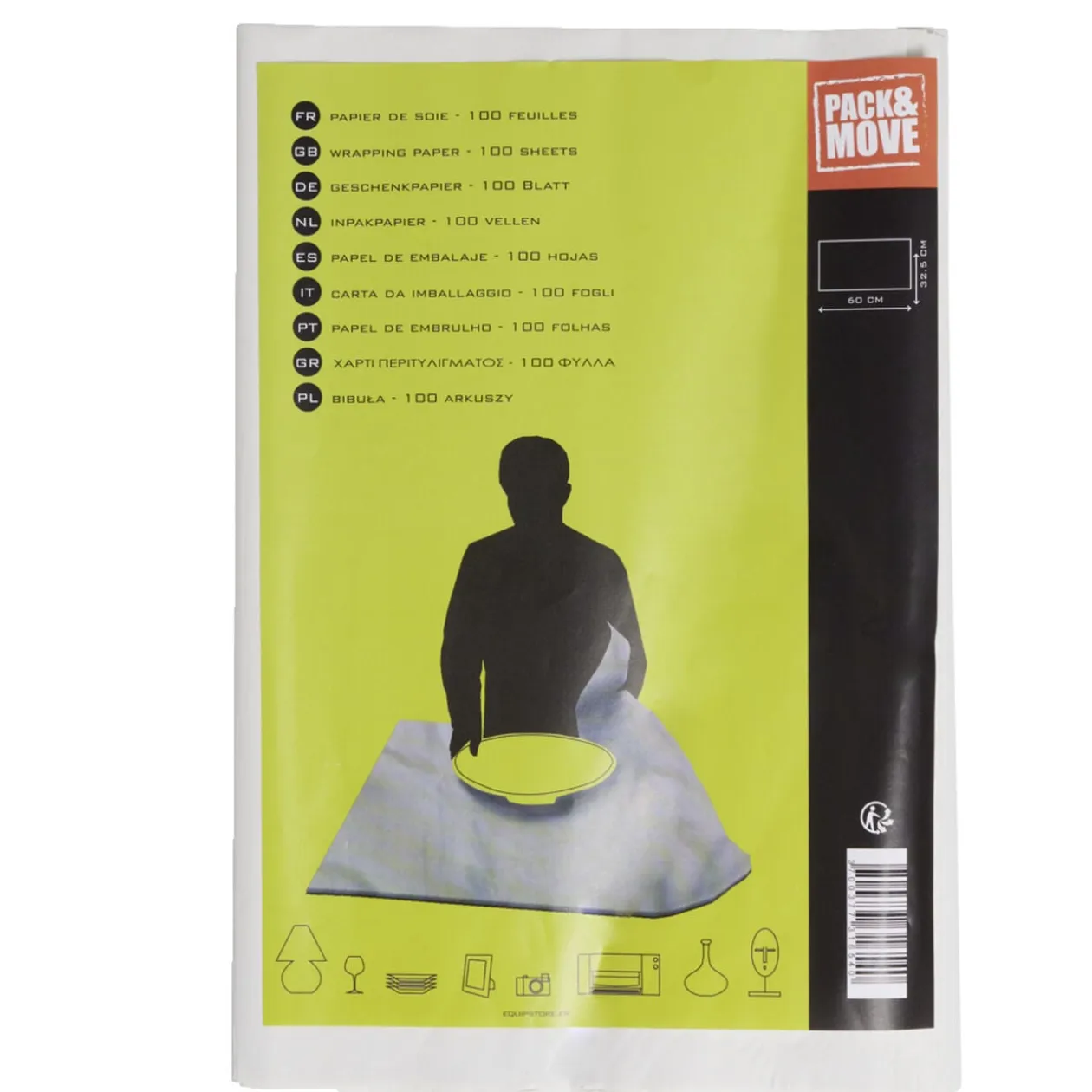 Lot de 100 feuilles de papier de soie 32,5x60cm