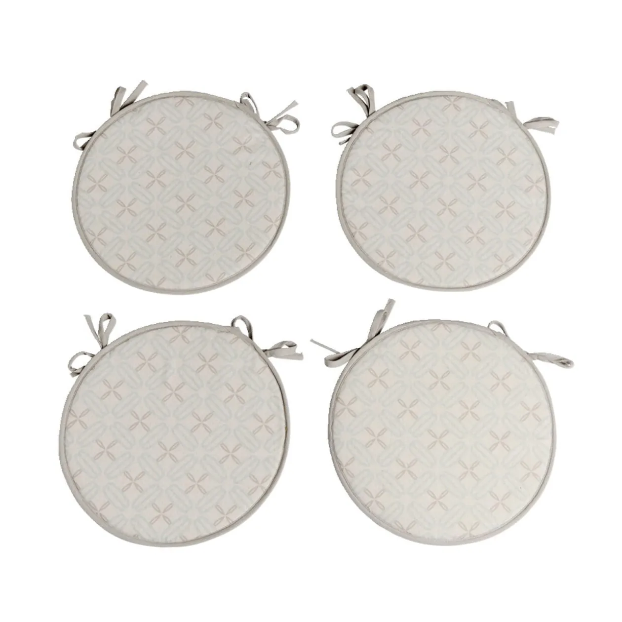 Lot de 4 galettes de chaise polyester et coton gris clair Ø38cm